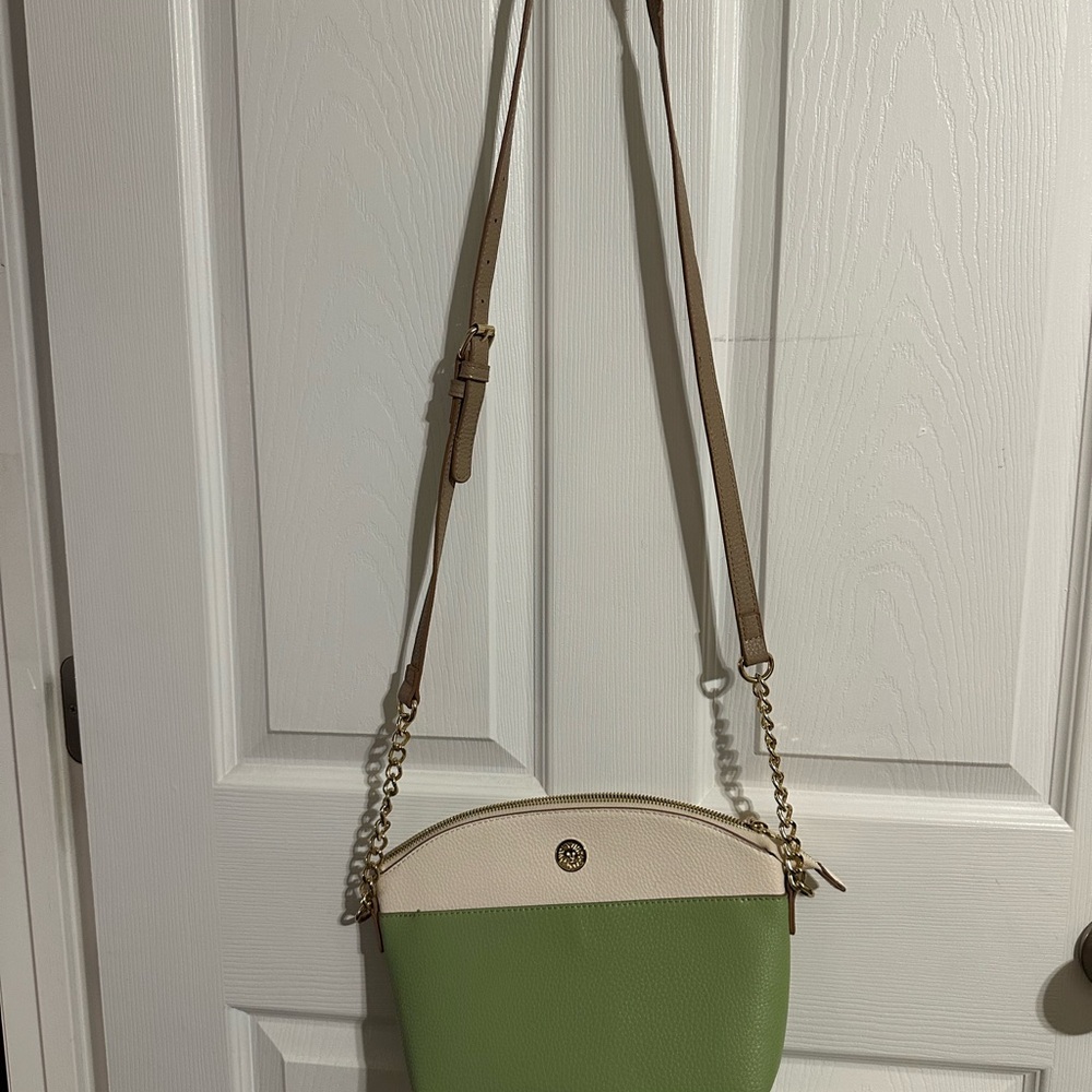 Stylish Green and Cream Crossbody Bag